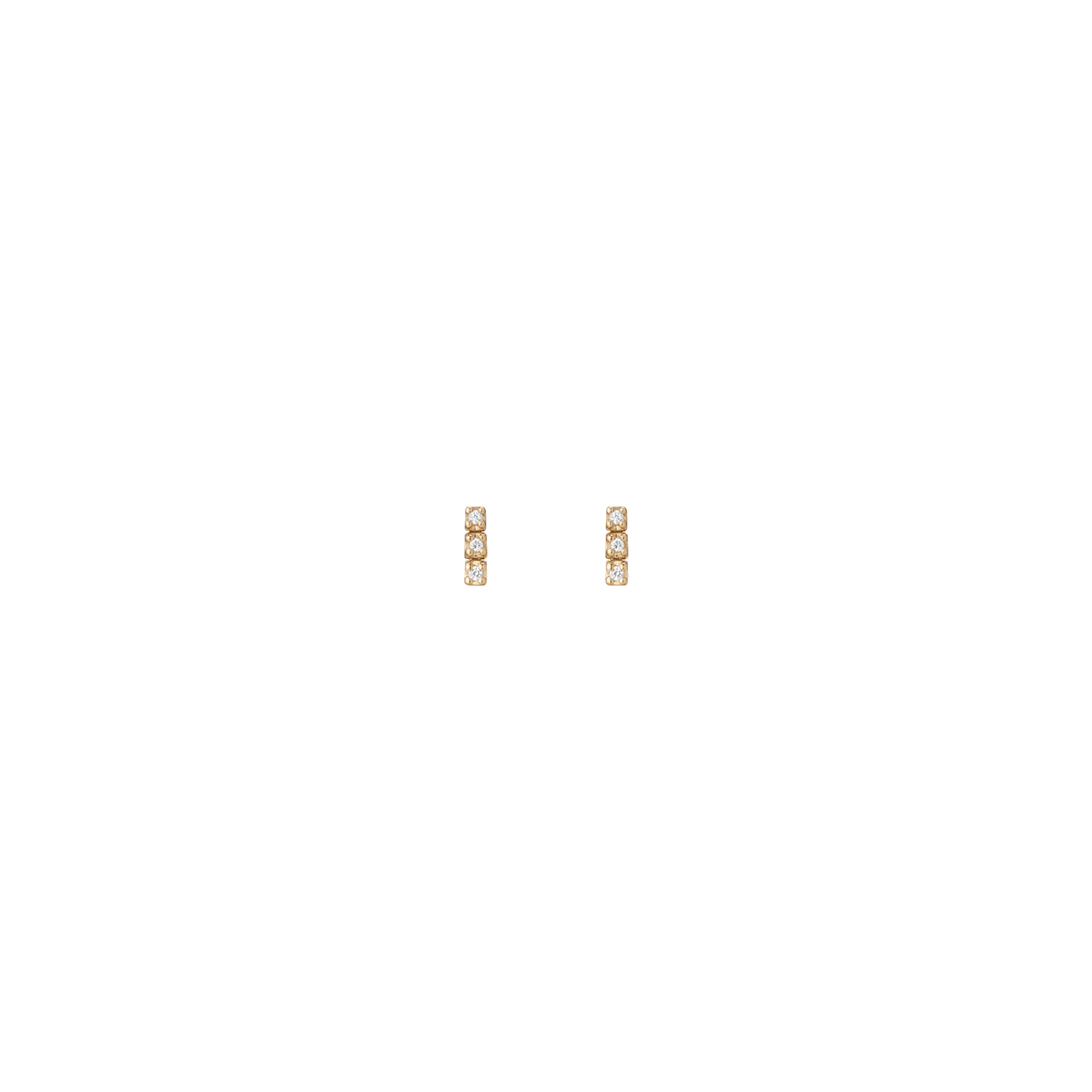 Petite Lab Grown Diamond Tennis Earrings 14k Yellow Gold 3 Diamonds Pair