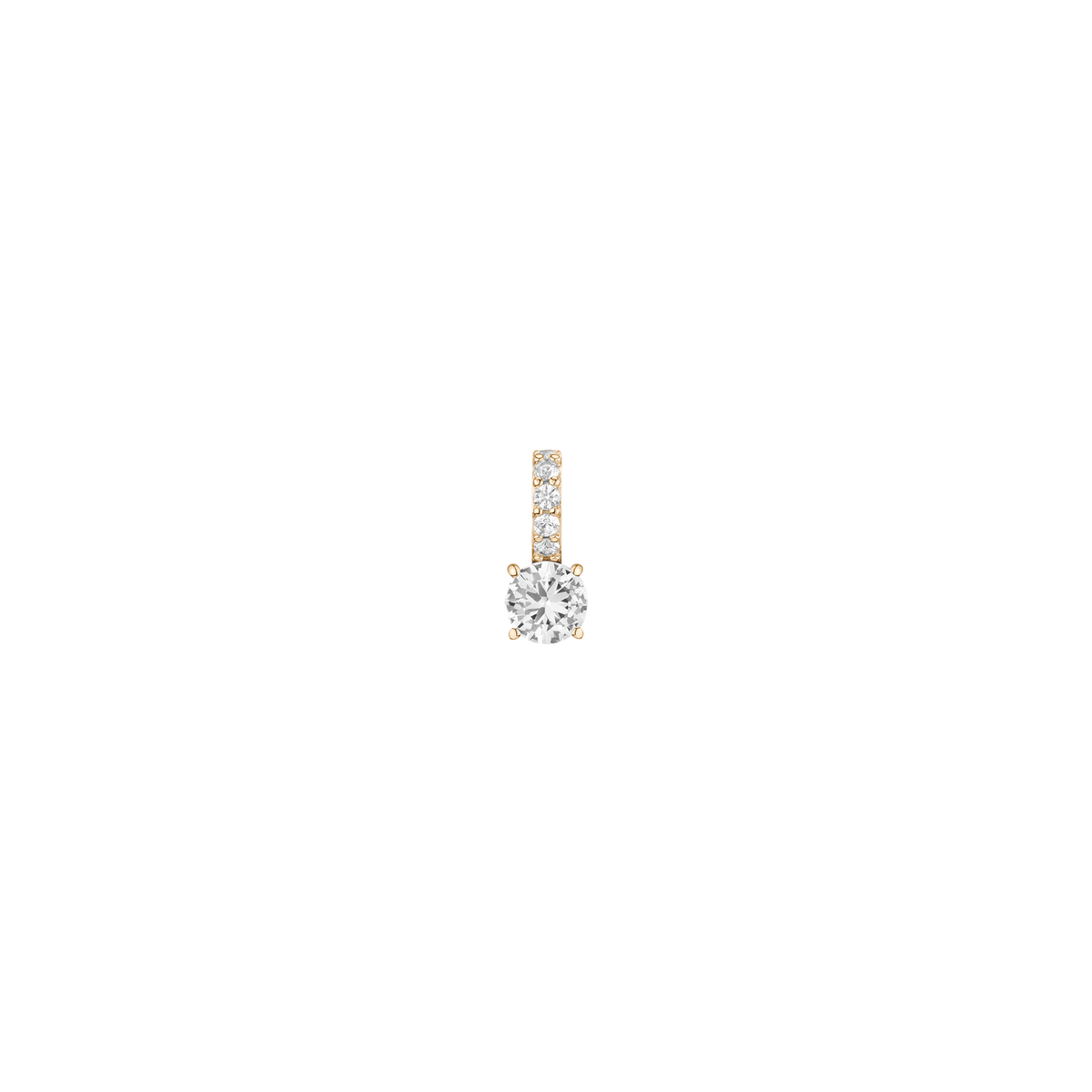 Round Cut Tennis Charm Pendant Vermeil Yellow Gold Lab Grown White Sapphire First