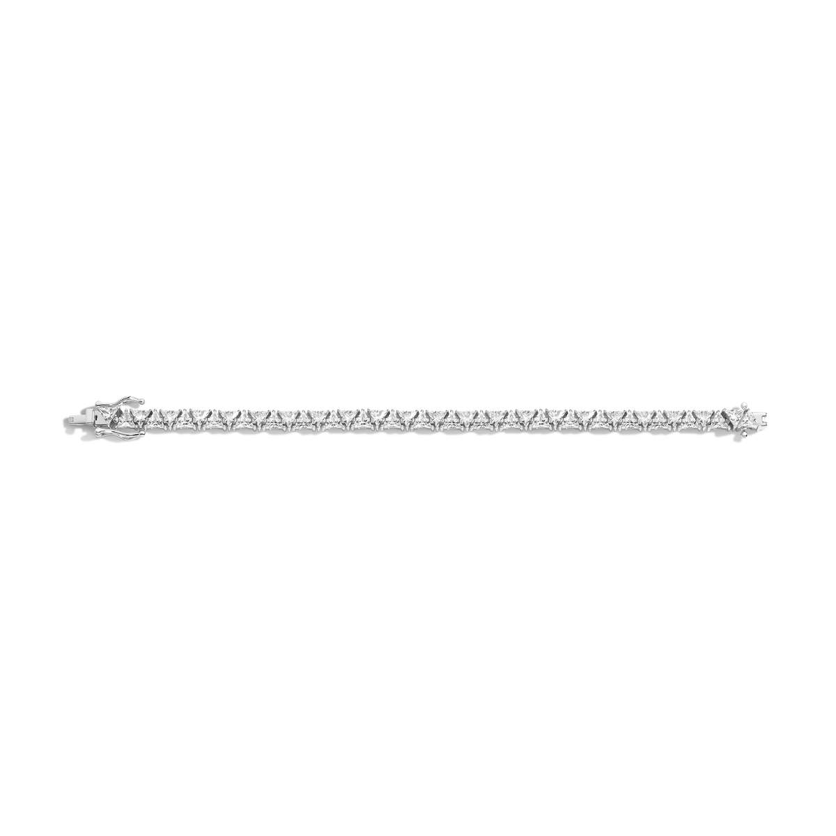 Lab Grown White Sapphire Trillion Tennis Bracelet Vermeil White Gold 6.5in 7in