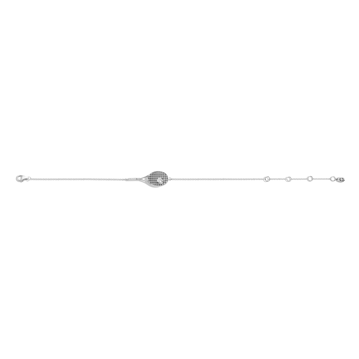 Lab Grown White Sapphire Tennis Racket Bracelet Vermeil White Gold 7.5in