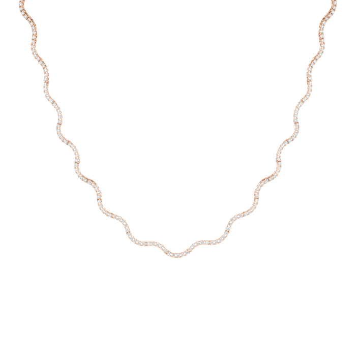 Lab Grown Diamond Wave Tennis Necklace 14k 18k Rose Gold 16in First