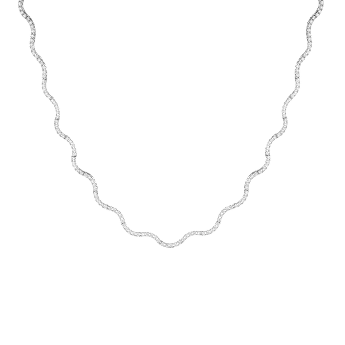 Lab Grown Diamond Wave Tennis Necklace 14k 18k White Gold 16in First