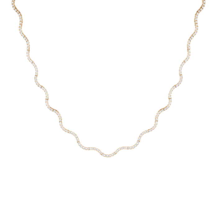 Lab Grown Diamond Wave Tennis Necklace 14k 18k Yellow Gold 16in First