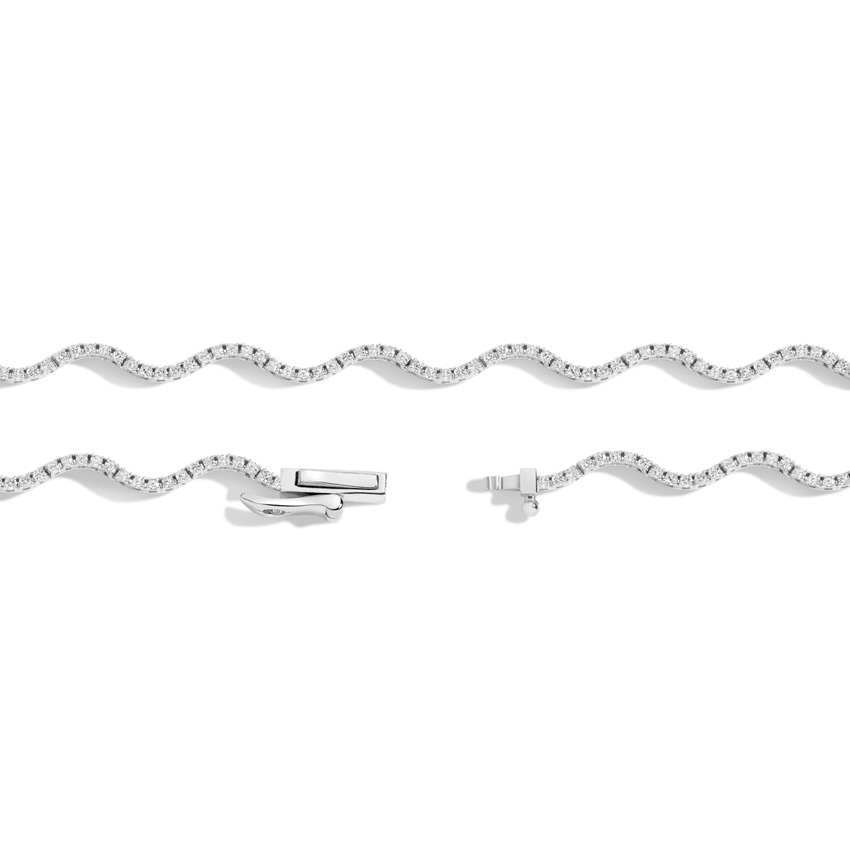 Lab Grown Diamond Wave Tennis Necklace 14k 18k White Gold 16in