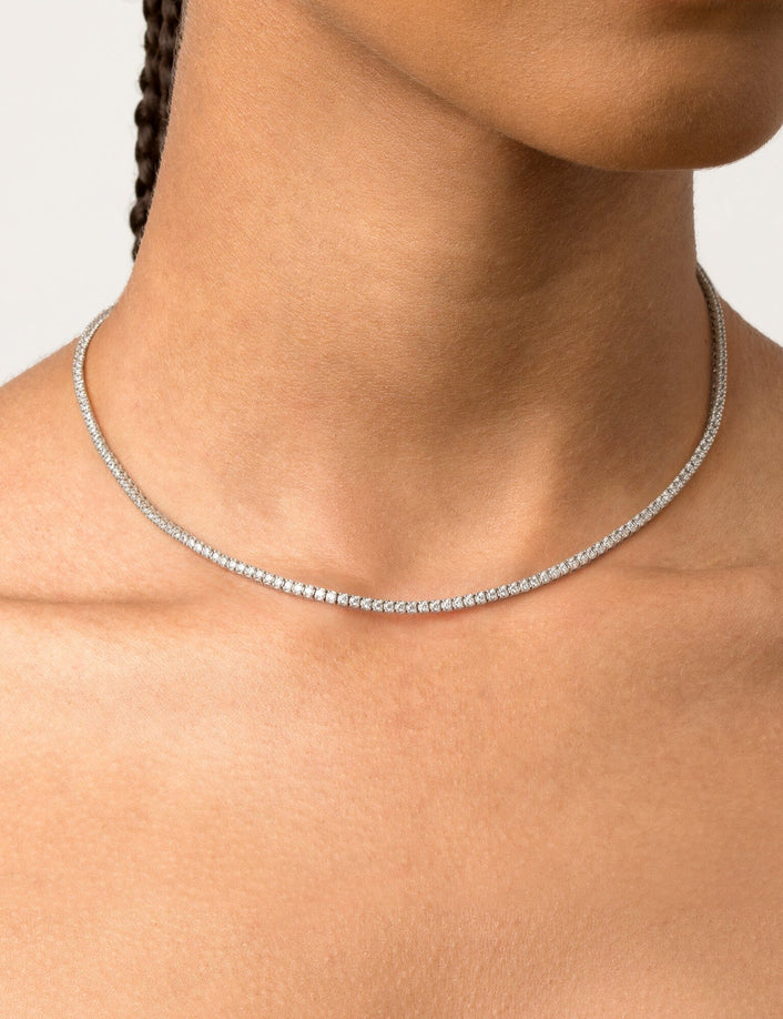 Dazzling Diamond Tennis Necklace 14k 18k White Gold 15.5in 16in 3ct (Medium)