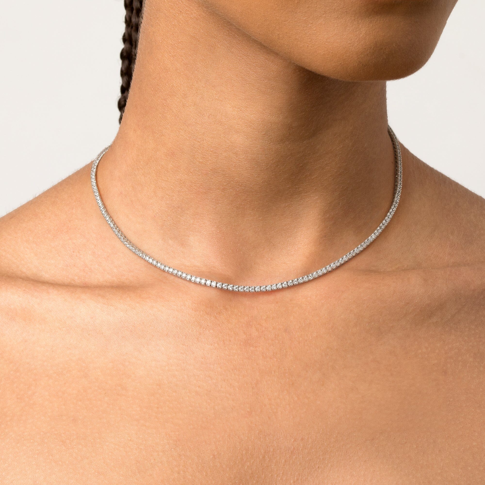Dazzling Diamond Tennis Necklace 14k 18k White Gold 15.5in 16in 3ct (Medium)