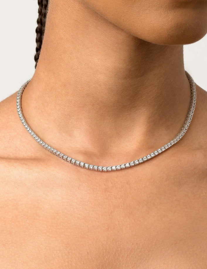Dazzling Diamond Tennis Necklace 14k 18k White Gold 15.5in 16in 5ct (Large)