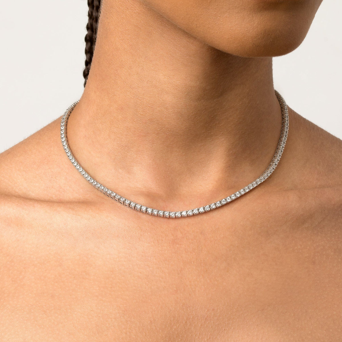 Dazzling Diamond Tennis Necklace 14k 18k White Gold 15.5in 16in 5ct (Large)