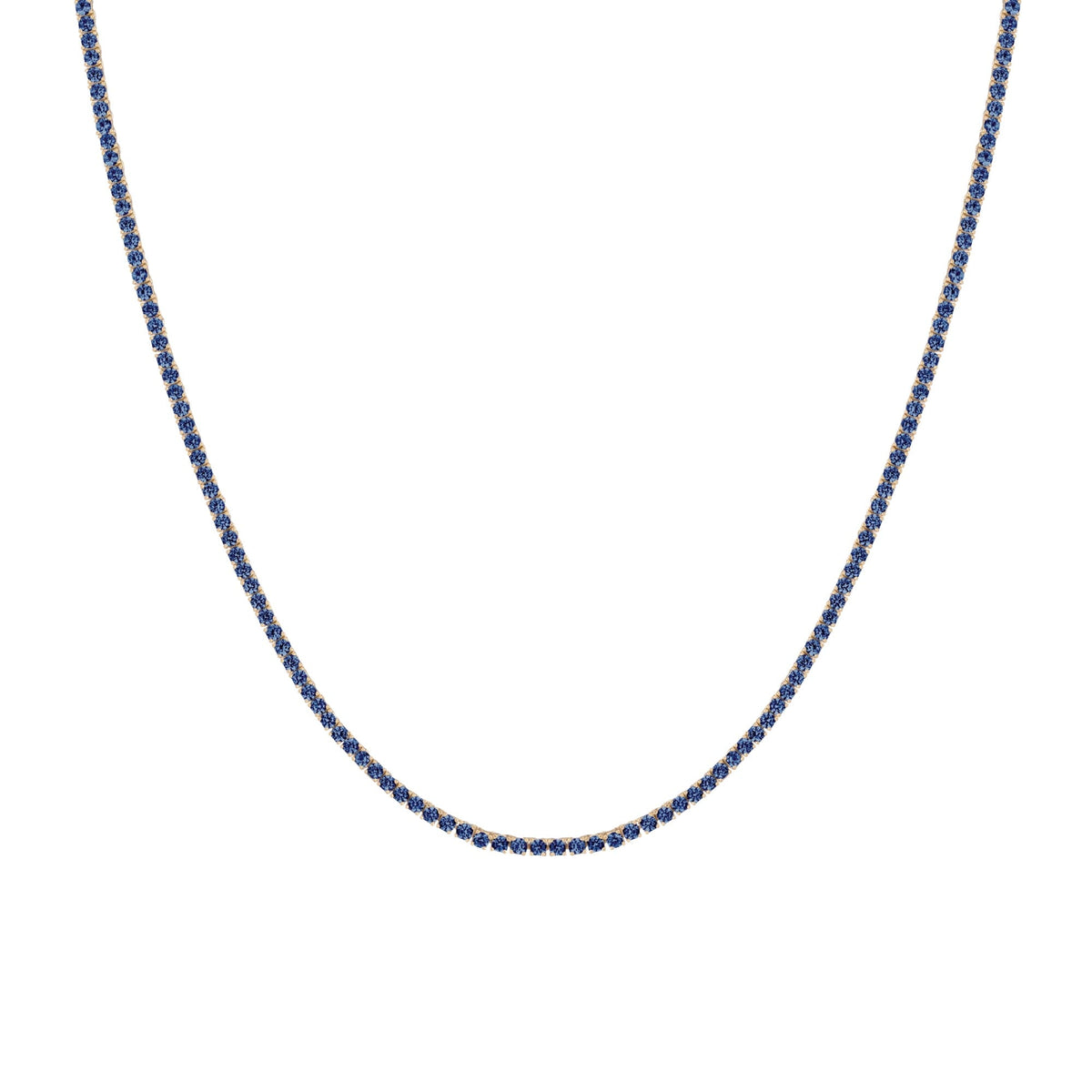Lab Grown Blue Sapphire Tennis Necklace