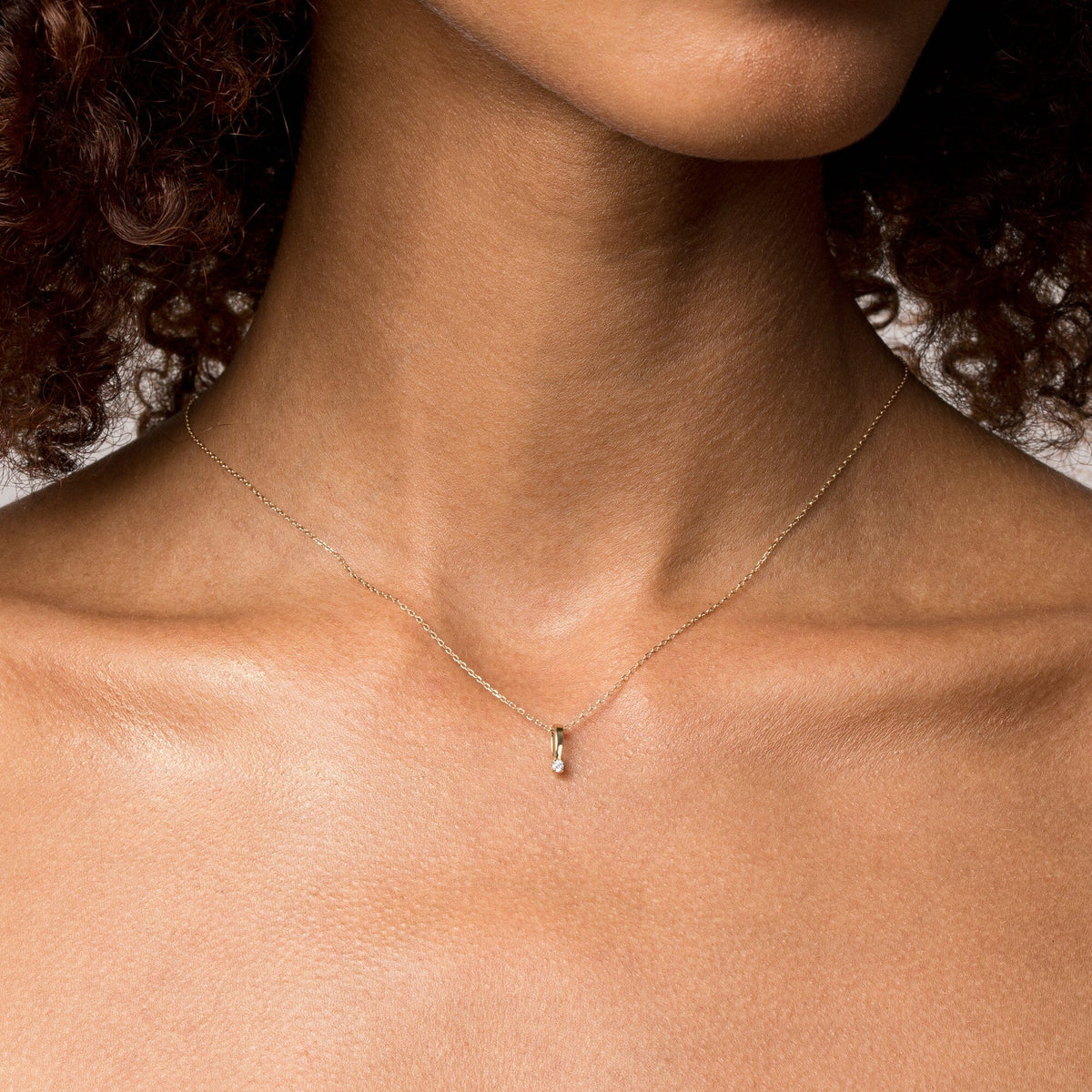 Diamond Solitaire Pendant 14k Yellow Gold 0.06ct Lab-grown Natural