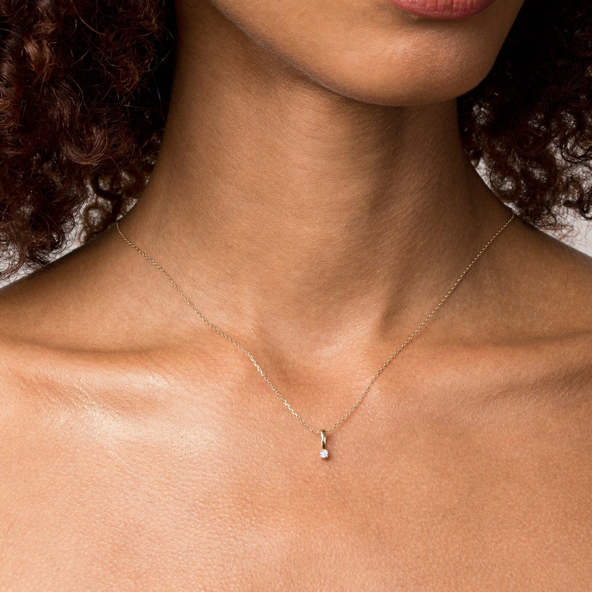 Diamond Solitaire Pendant 14k Yellow Gold 0.12ct Lab-grown Natural
