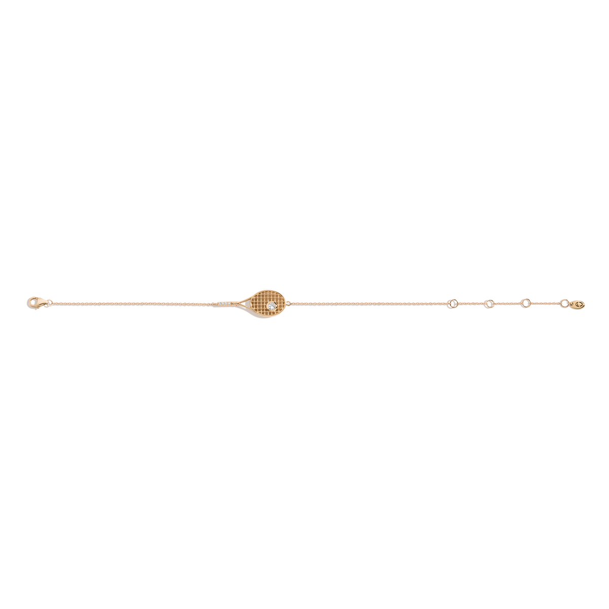 Lab Grown Diamond Tennis Racket Bracelet 14k Yellow Gold 7.5in