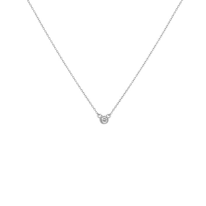 Diamond Bezel Necklace Sterling Silver White Gold Vermeil 14k White Gold 18k White Gold White Diamonds     Front First