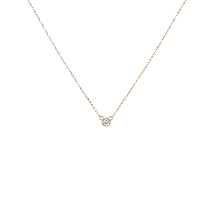 Diamond Bezel Necklace Yellow Gold Vermeil 14k Yellow Gold 18k Yellow Gold White Diamonds     Front First