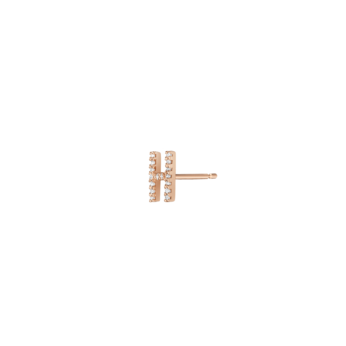 Mini Diamond Letter Stud Earring Rose Gold Vermeil 14k 18k  -A-  -B-  -C-  -D-  -E-  -F-  -G-  -H-  -I-  -J-  -K-  -L- -M-  -N-  -O-  -P-  -Q-  -R-  -S-  -T-  -U-  -V-  -W-  -X-  -Y-  -Z-