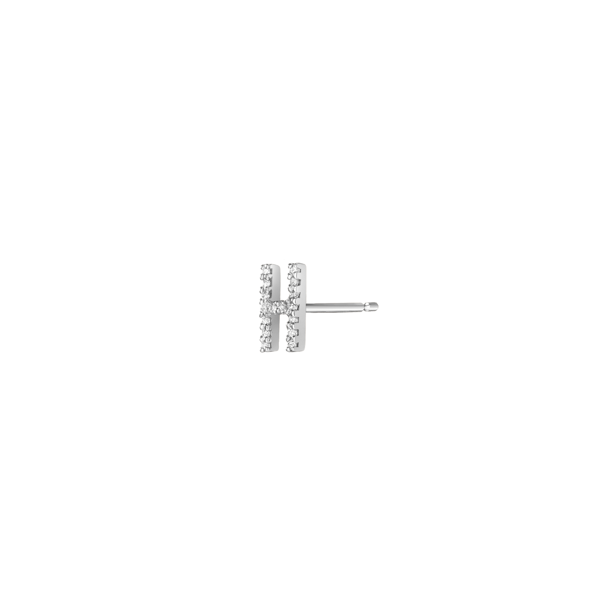 Mini Gold Letter Stud with White Diamonds White Gold Vermeil 14K White Gold 18K White Gold     Half Size Pair | Single |