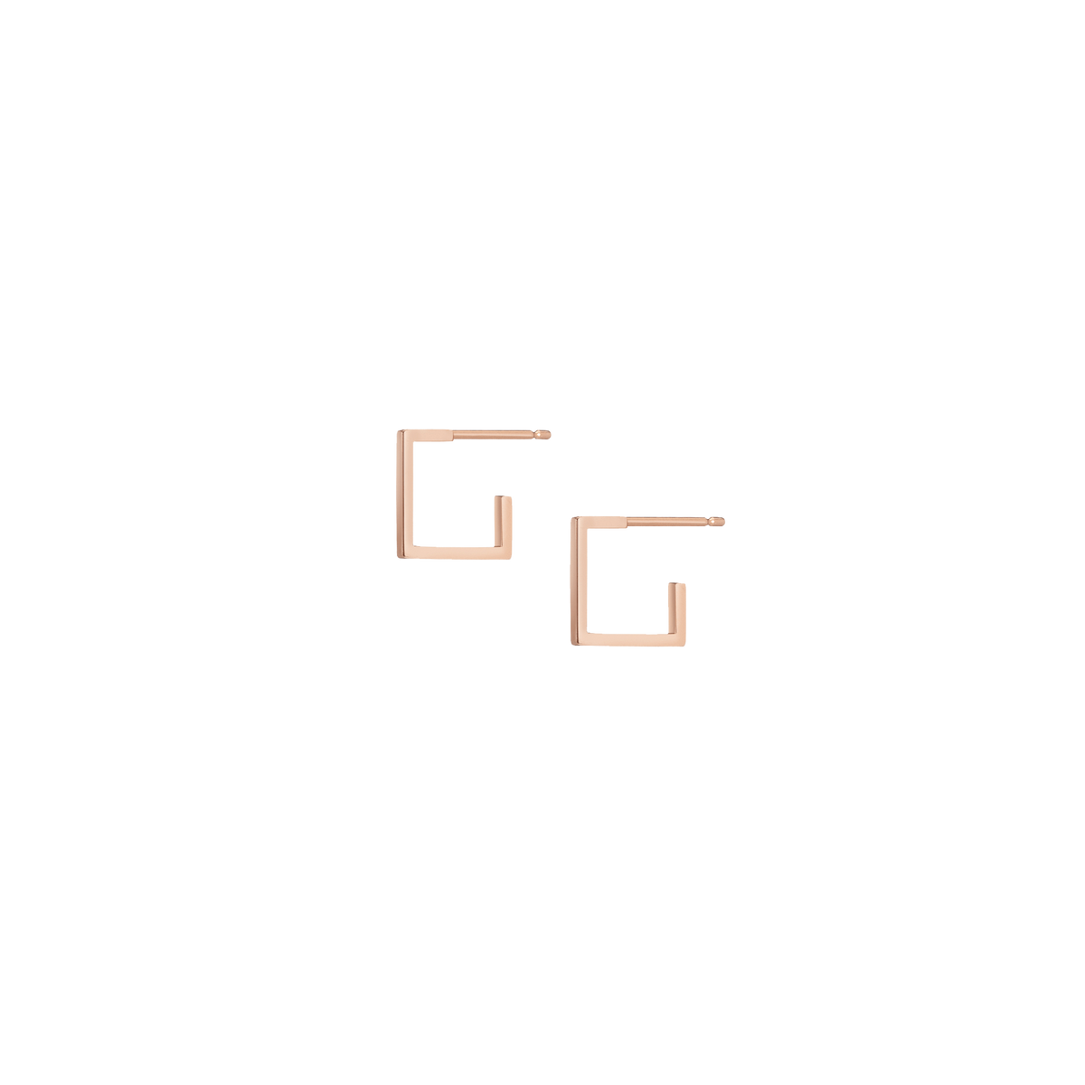 Square Gold Huggie Earrings Rose Gold Vermeil 14K Rose Gold 18K Rose Gold First Single | Pair