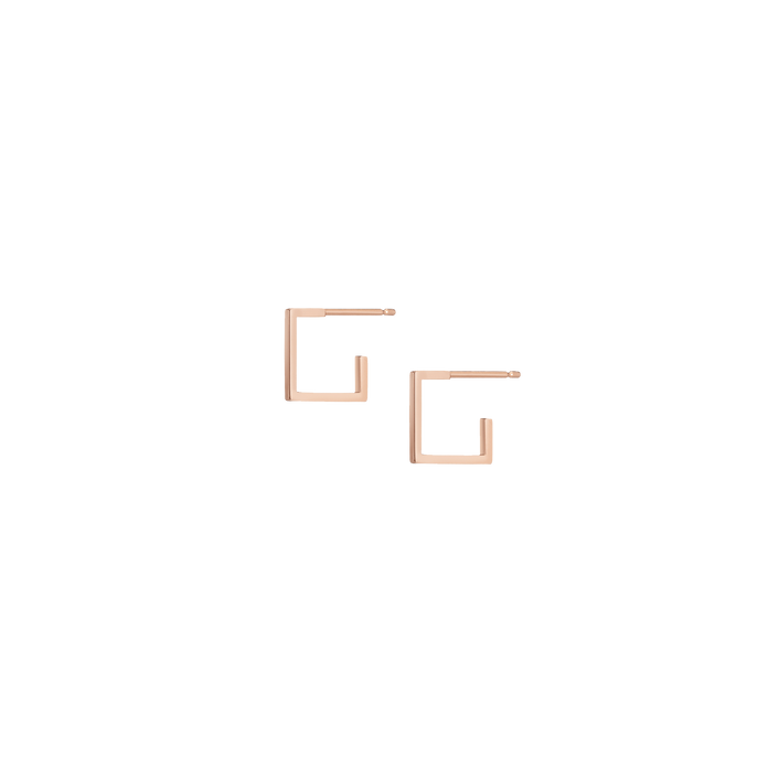 Square Gold Huggie Earrings Rose Gold Vermeil 14K Rose Gold 18K Rose Gold First Single | Pair