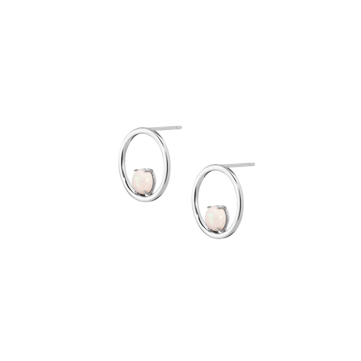 Opal Hoops White Gold Vermeil 14K White Gold 18K White Gold First Single | Pair