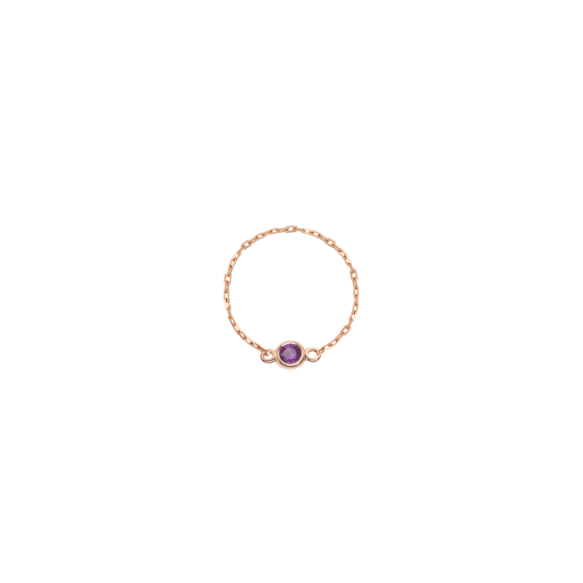 Birthstone Bezel Ring Rose Gold 14K 18K First Amethyst - Feb