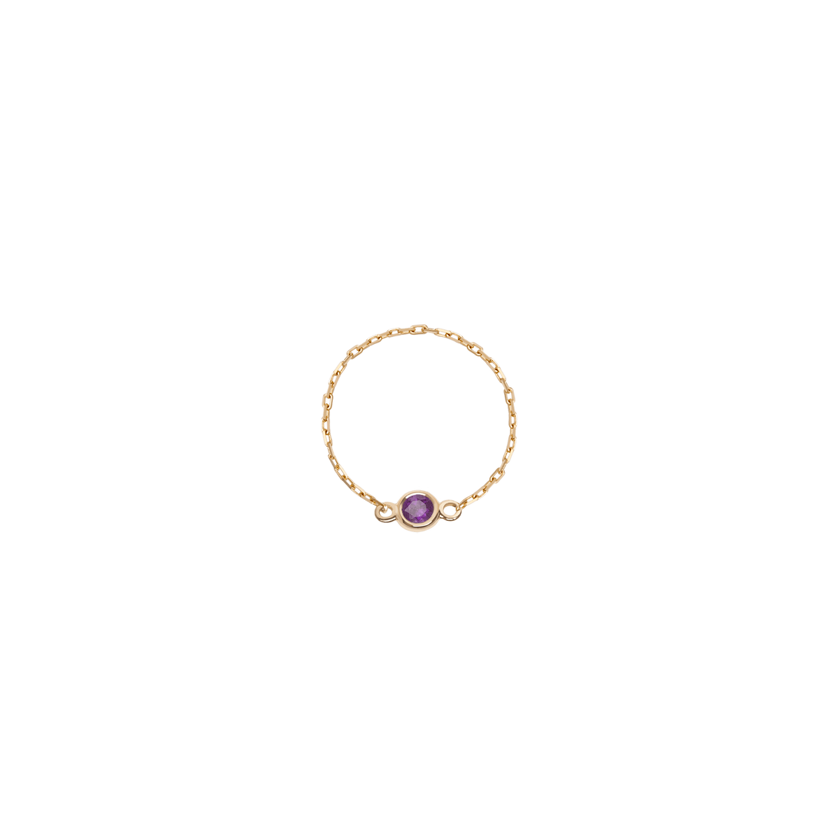 Birthstone Bezel Ring Yellow Gold 14K 18K First Amethyst - Feb