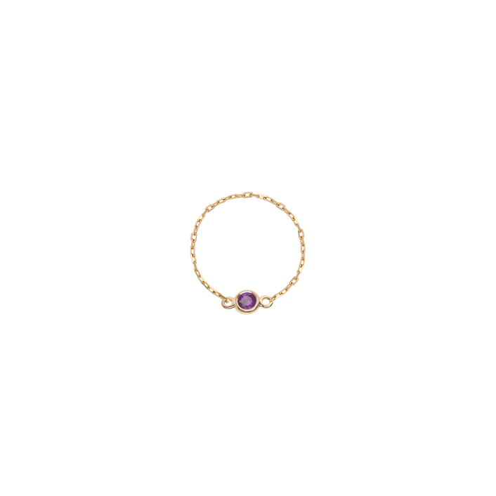 Birthstone Bezel Ring Yellow Gold 14K 18K First Amethyst - Feb