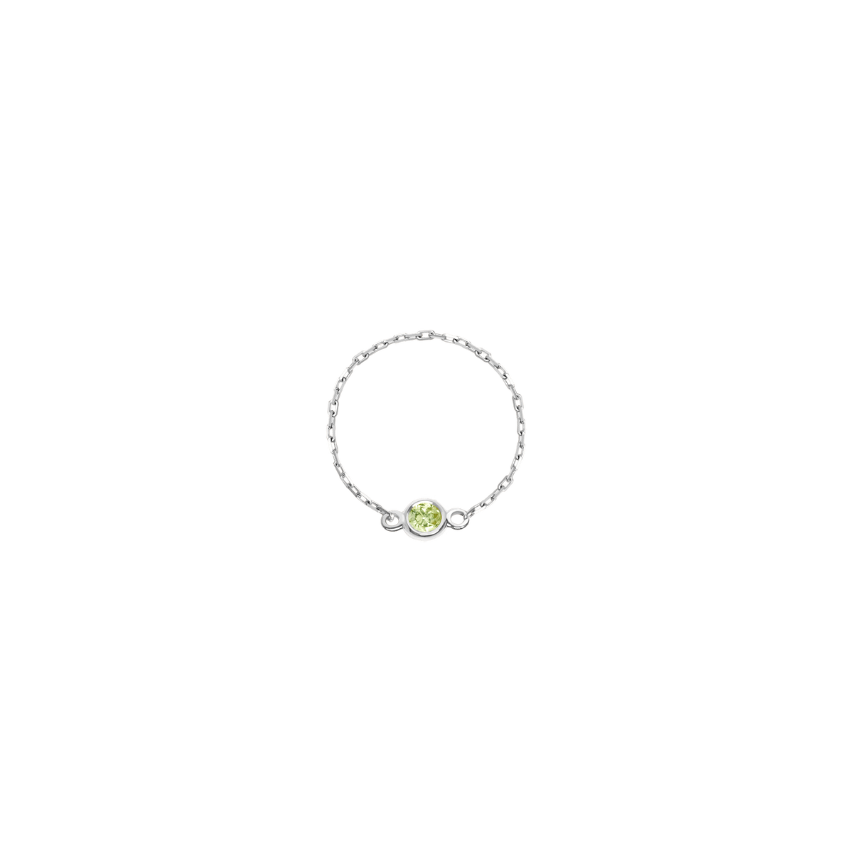 Birthstone Bezel Ring White Gold 14K 18K Peridot - Aug