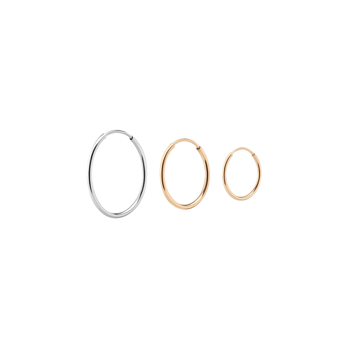 Lightweight Gold Hoop Earrings Trio Yellow (S) Gold Small Hoop Color Yellow (M) Gold Medium Hoop Color White (L) Gold Large Hoop Color