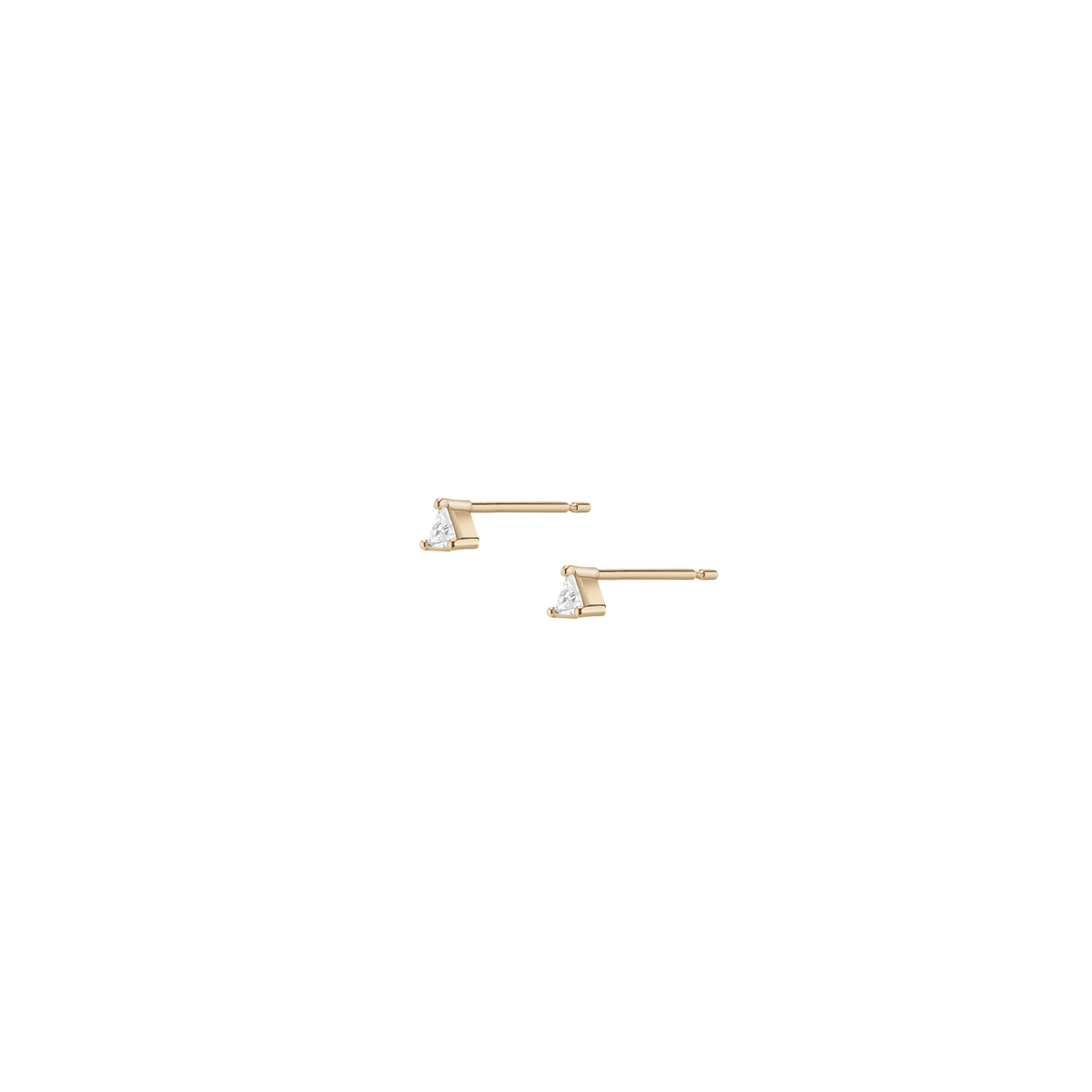 Trillion Cut Diamond Earring Studs Yellow Gold Vermeil 14K Yellow Gold 18K Yellow Gold White DiamondS Single | Pair