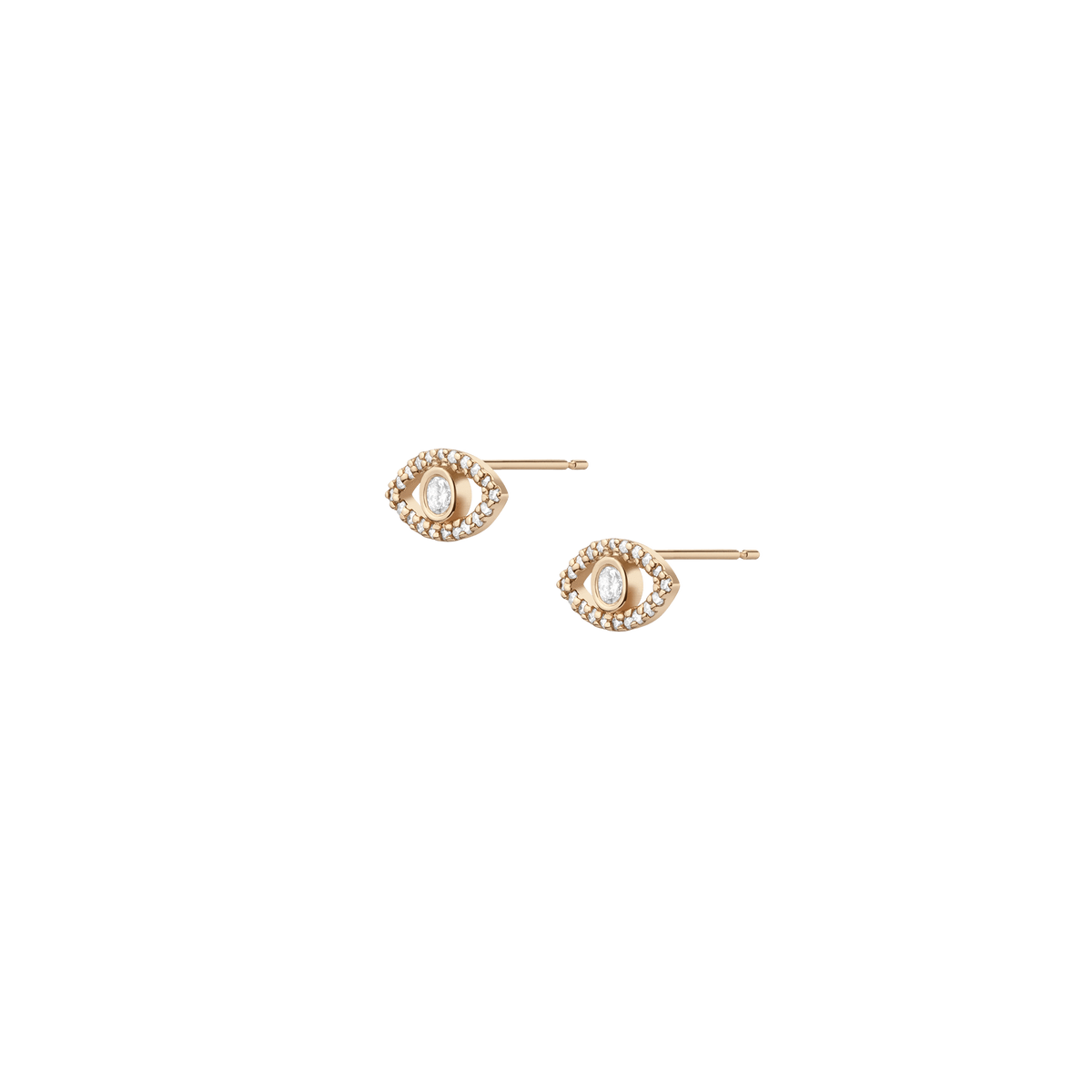 Pave Diamond Evil Eye Earrings Yellow Gold Vermeil 14K Yellow Gold 18K Yellow Gold White Diamonds Single | Pair