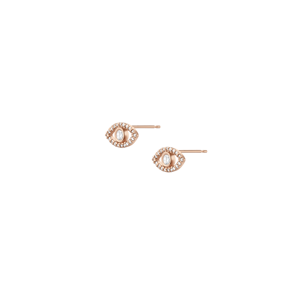 Pave Diamond Evil Eye Earrings Rose Gold Vermeil 14K Rose Gold 18K Rose Gold White Diamonds Single | Pair