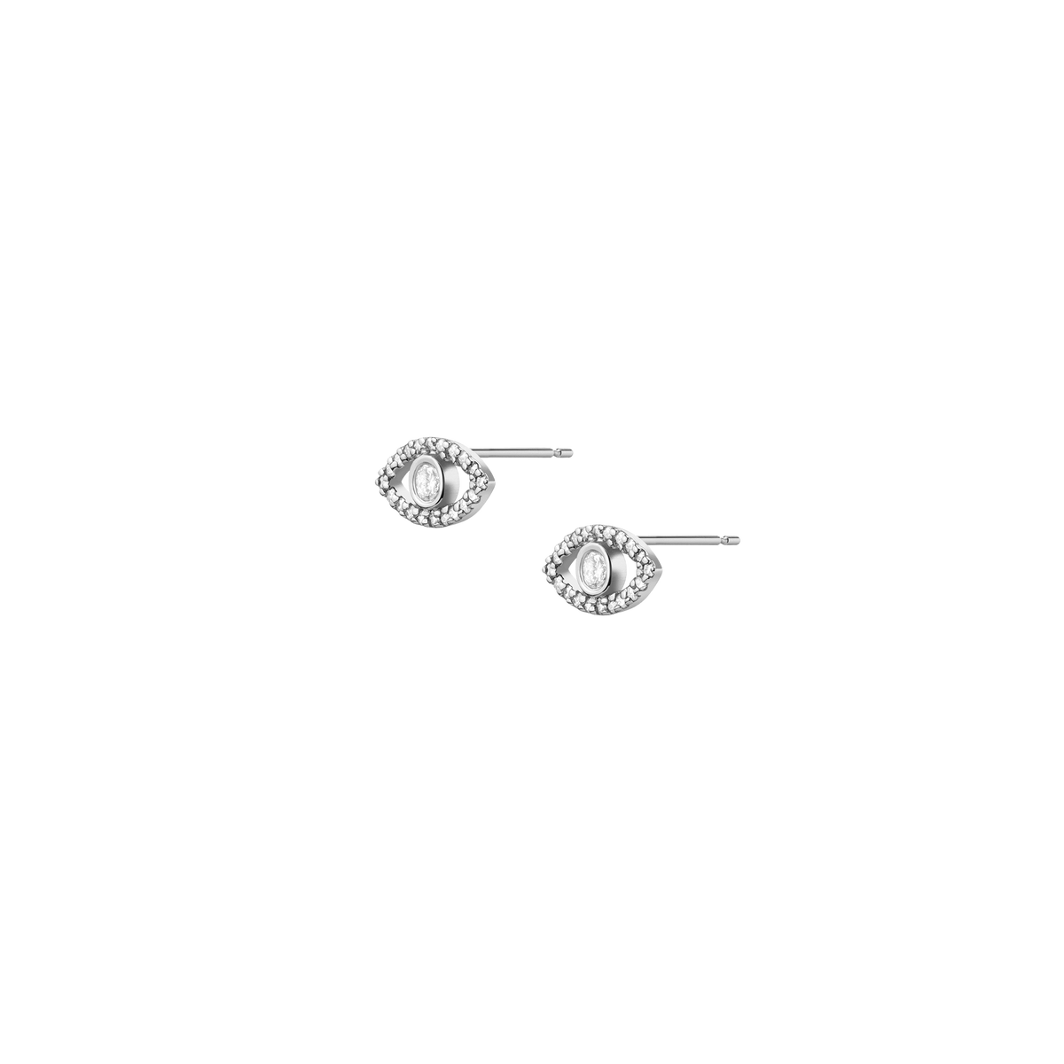 Pave Diamond Evil Eye Earrings White Gold Vermeil 14K White Gold 18K White Gold White Diamonds Single | Pair