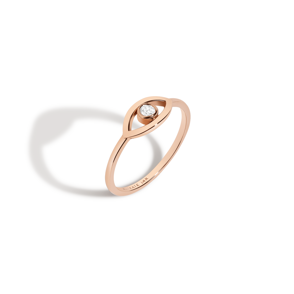Diamond Bezel Evil Eye Ring Rose Gold Vermeil 14K Rose Gold 18K Rose Gold First
