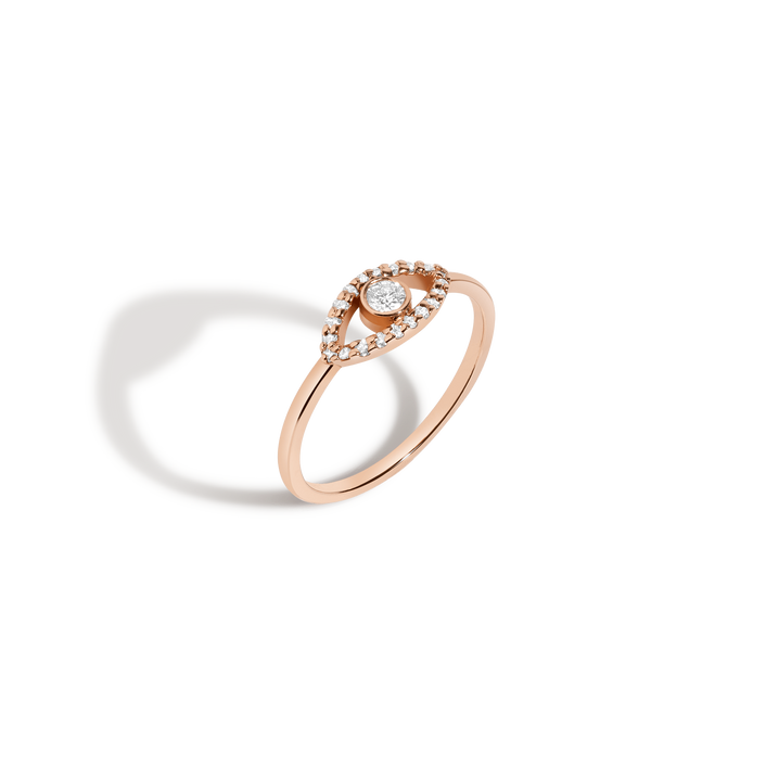 Pave Diamond Evil Eye Ring Rose Gold Vermeil 14K Rose Gold 18K Rose Gold White Diamonds First