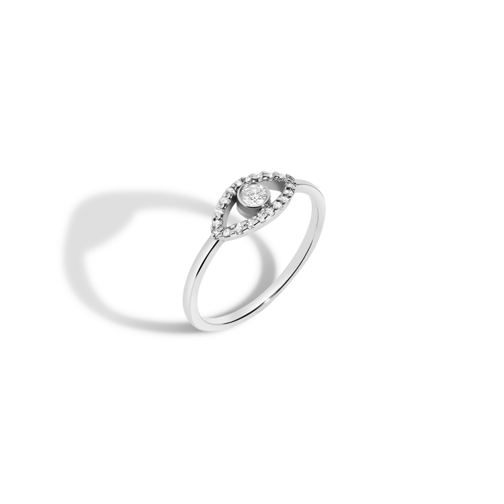 Pave Diamond Evil Eye Ring White Gold Vermeil 14K White Gold 18K White Gold White Diamonds First