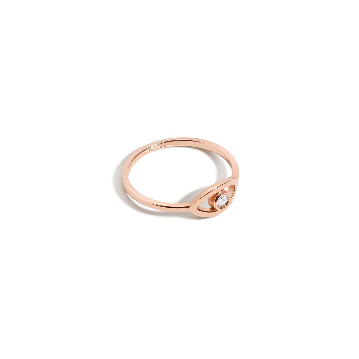 Diamond Bezel Evil Eye Ring Rose Gold Vermeil 14K Rose Gold 18K Rose Gold