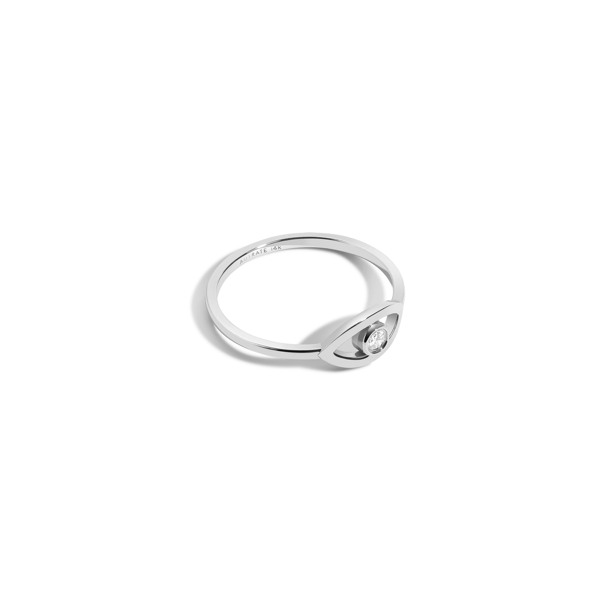 Diamond Bezel Evil Eye Ring White Gold Vermeil 14K White Gold 18K White Gold