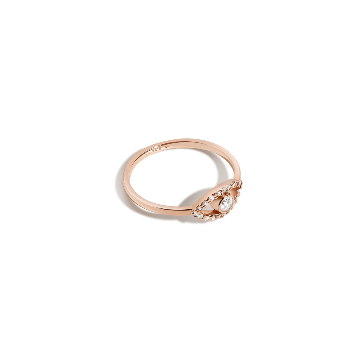Pave Diamond Evil Eye Ring Rose Gold Vermeil 14K Rose Gold 18K Rose Gold White Diamonds