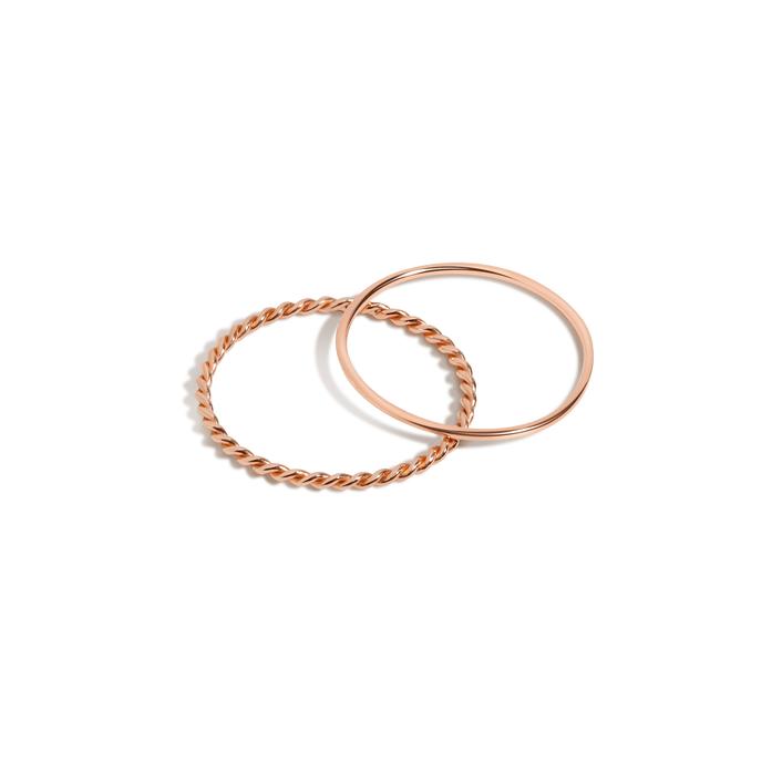 Twist Stacking Set Rose Gold Vermeil 14K Rose Gold 18K Rose Gold First