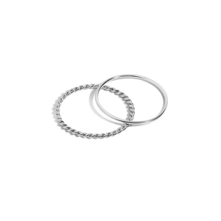 Twist Stacking Set White Gold Vermeil 14K White Gold 18K White Gold First
