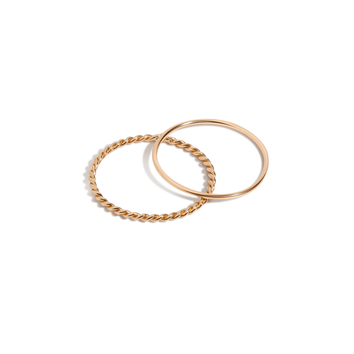 Twist Stacking Set Yellow Gold Vermeil 14K Yellow Gold 18K Yellow Gold First