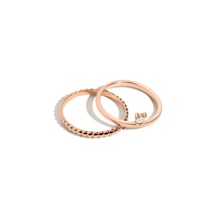 Floating Stacking Set Rose Gold Vermeil 14K Rose Gold 18K Rose Gold First
