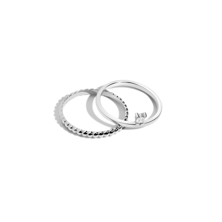 Floating Stacking Set White Gold Vermeil 14K White Gold 18K White Gold First