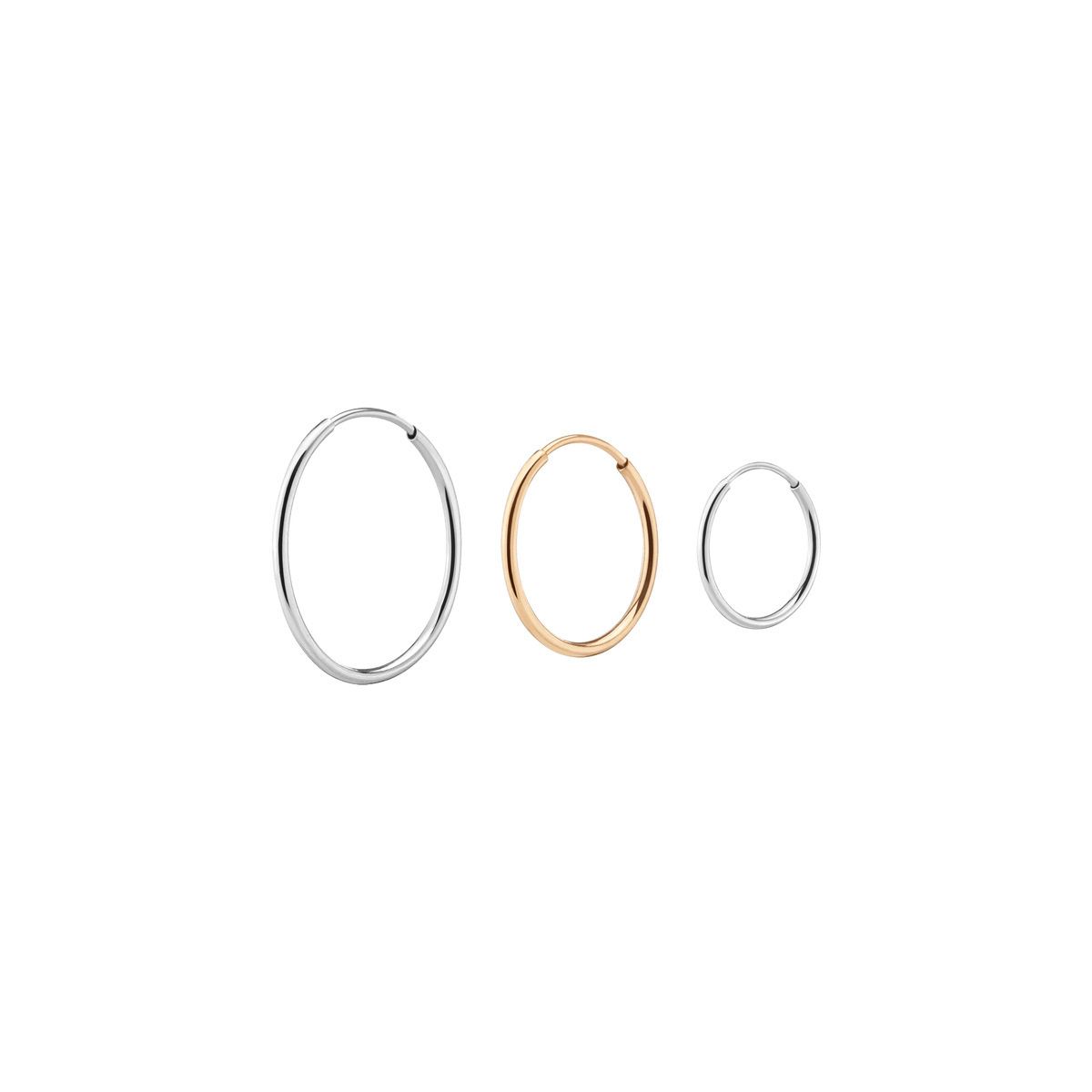 Lightweight Gold Hoop Earrings Trio White (S) Gold Small Hoop Color Yellow (M) Gold Medium Hoop Color White (L) Gold Large Hoop Color