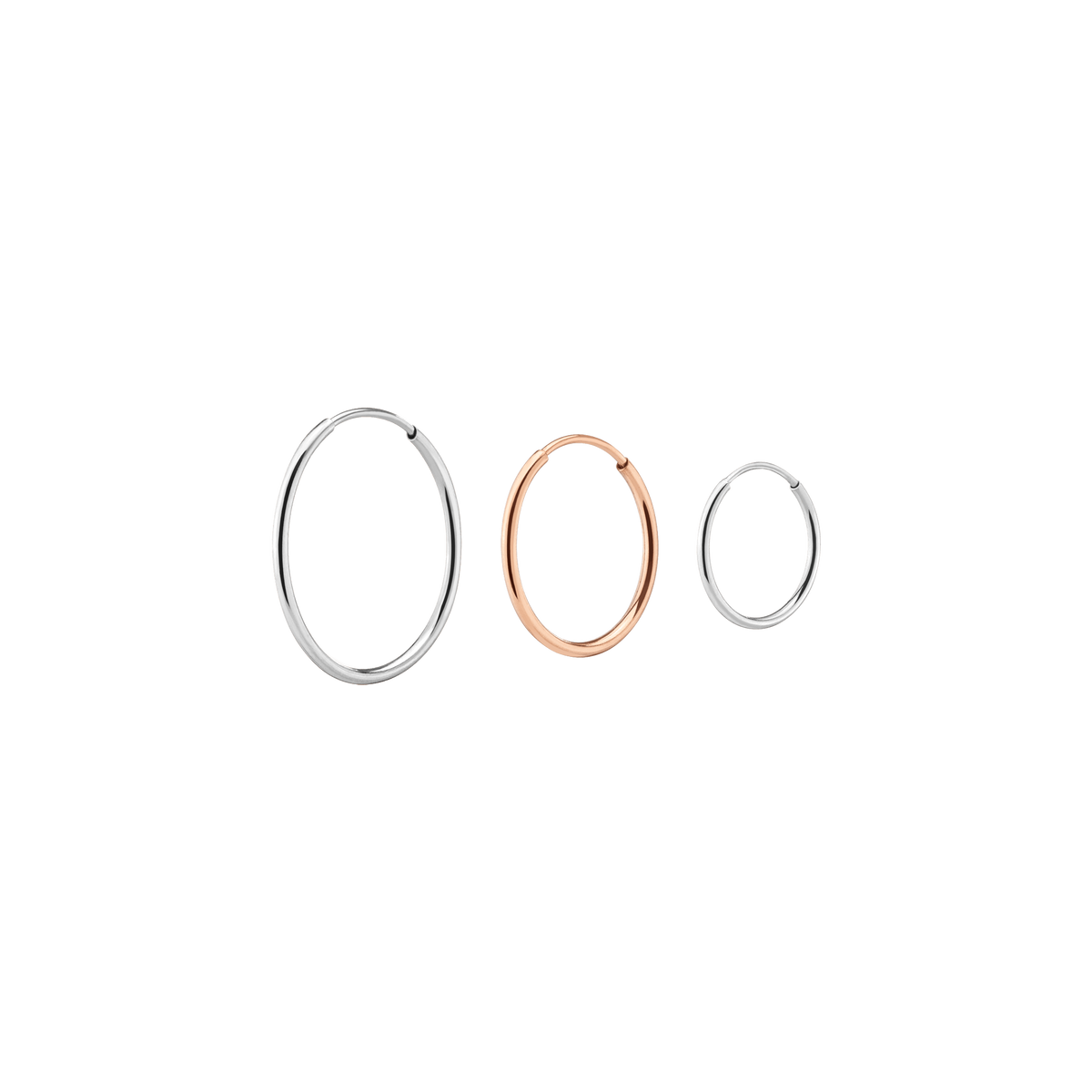 Lightweight Gold Hoop Earrings Trio White (S) Gold Small Hoop Color Rose (M) Gold Medium Hoop Color White (L) Gold Large Hoop Color