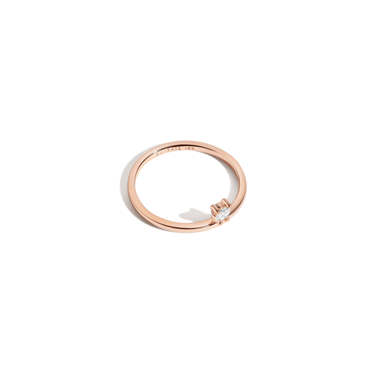 Side Diamond Ring 14K Rose Gold 18K Rose Gold White Diamonds