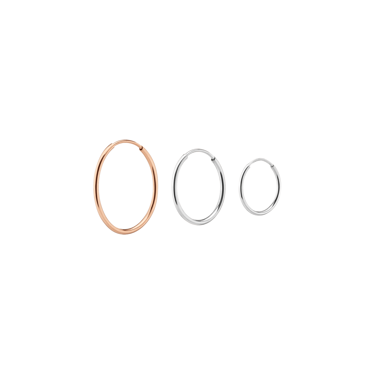 Lightweight Gold Hoop Earrings Trio White (S) Gold Small Hoop Color White (M) Gold Medium Hoop Color Rose (L) Gold Large Hoop Color