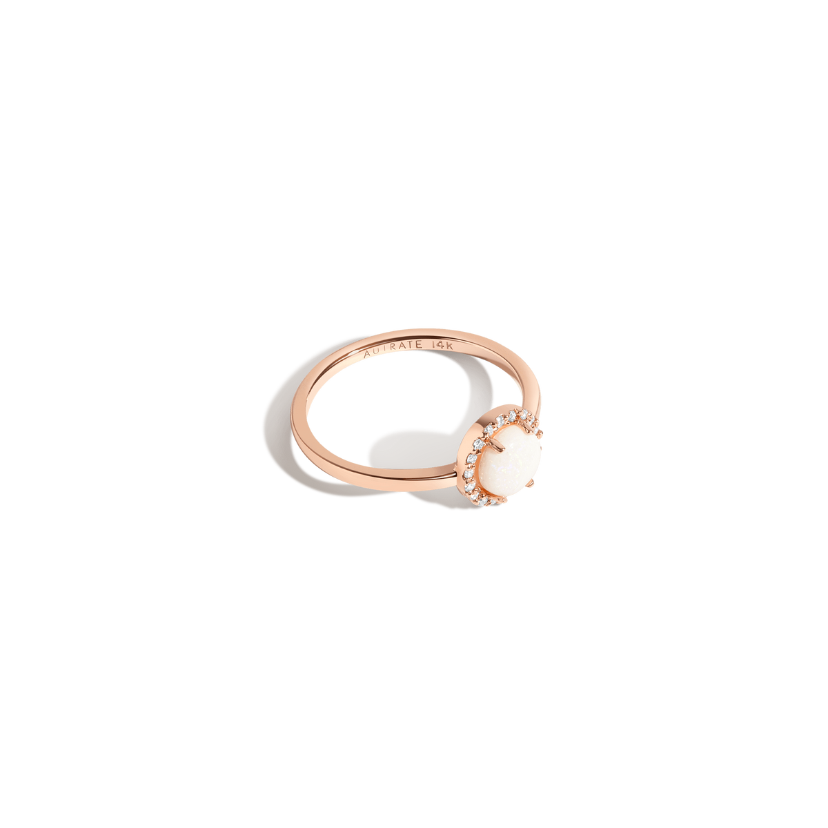 Halo Diamond Opal Ring Rose Gold Vermeil 14K Rose Gold 18K Rose Gold White Diamond 