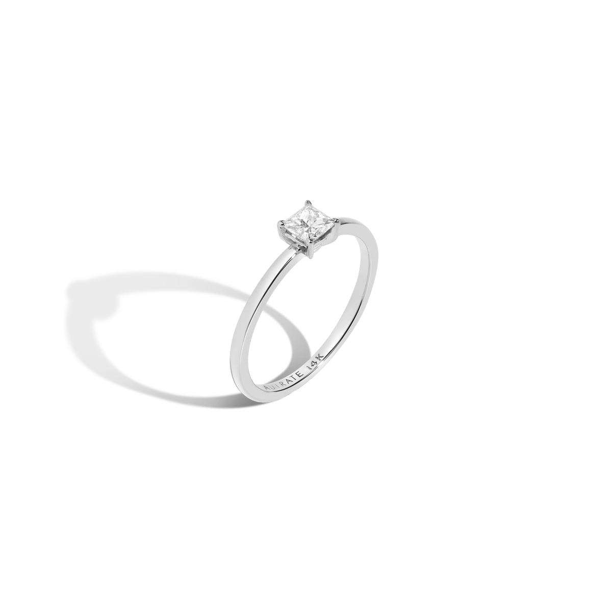 Princess Diamond Ring 14K White Gold 18K White Gold White Diamonds First