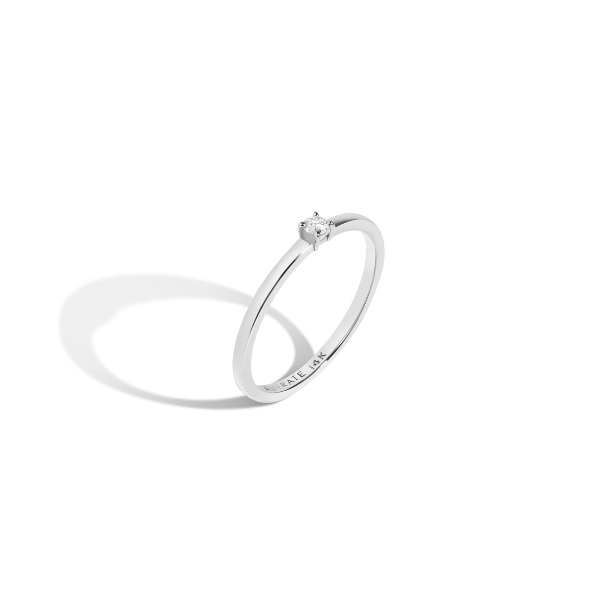 Round Diamond Ring 14K White Gold 18K White Gold White Diamonds First